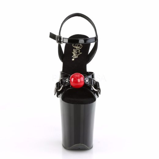 Product image of Pleaser Flamingo-809Gb Black Patent/Black, 8 inch (20.3 cm) Heel, 4 inch (10.2 cm) Platform Sandal Shoes