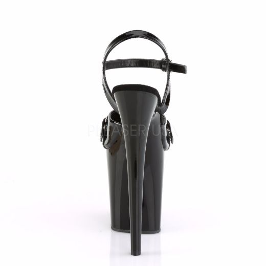 Product image of Pleaser Flamingo-809Gb Black Patent/Black, 8 inch (20.3 cm) Heel, 4 inch (10.2 cm) Platform Sandal Shoes