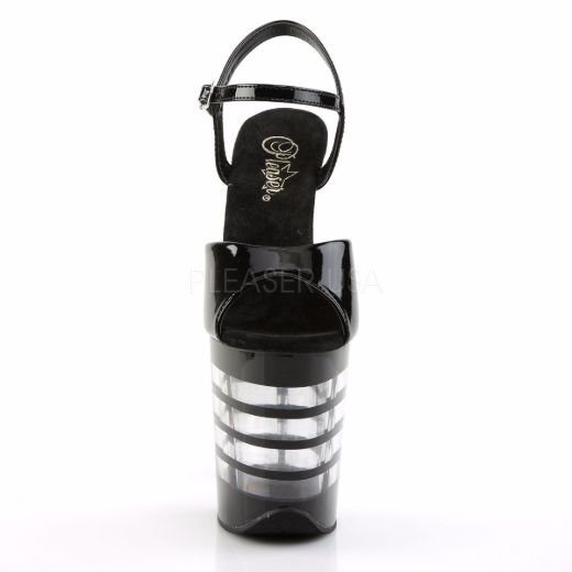 Product image of Pleaser Flamingo-809Ln Black Patent/Black, 8 inch (20.3 cm) Heel, 4 inch (10.2 cm) Platform Sandal Shoes