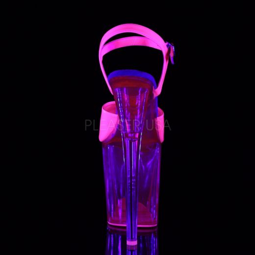Product image of Pleaser Flamingo-809Uvt Neon Hot Pink Patent/Hot Pink Tinted, 8 inch (20.3 cm) Heel, 4 inch (10.2 cm) Platform Sandal Shoes