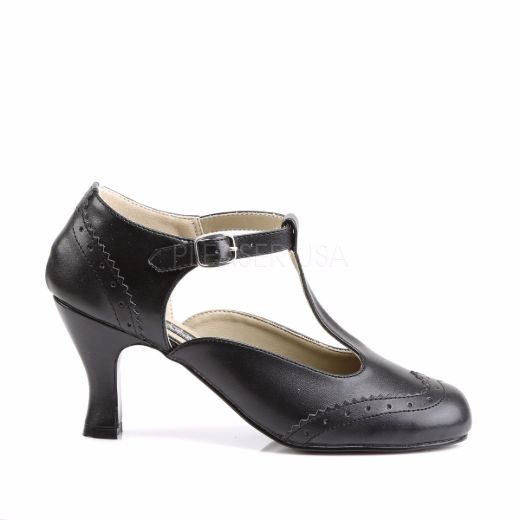 Product image of Funtasma Flapper-26 Black Pu, 3 inch (7.6 cm) Kitten Heel Court Pump Shoes