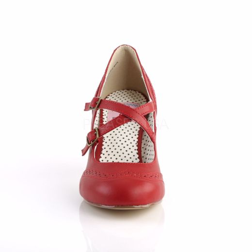 Product image of Pin Up Couture Flapper-35 Red Faux Leather, 3 inch (7.6 cm) Kitten Heel Court Pump Shoes