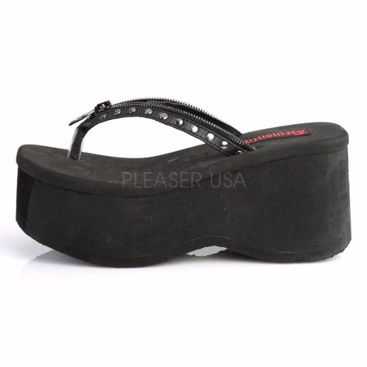 Product image of Demonia Funn-33 Black Vegan Leather, 3 1/2 inch Platform Sandal Shoes