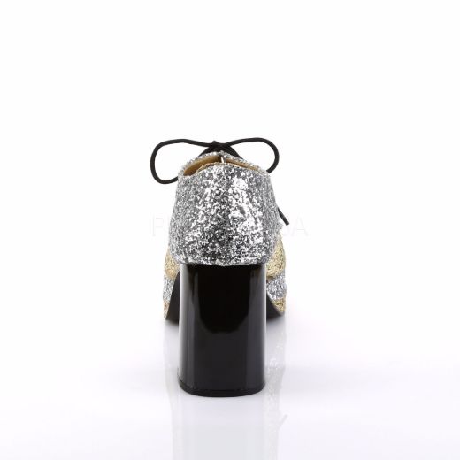 Product image of Funtasma Glamrock-02 Silver-Gold Glitter, 3 1/2 inch (8.9 cm) Heel, 1 1/2 inch (3.8 cm) Platform Court Pump Shoes