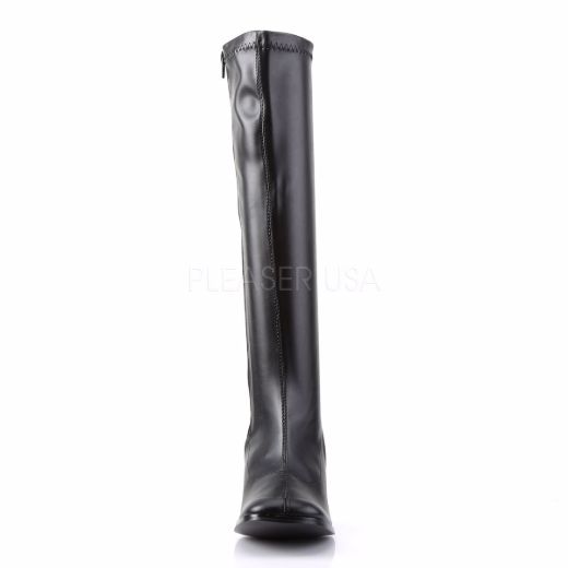 Product image of Funtasma Gogo-300 Black Stretch Pu, 3 inch (7.6 cm) Heel Knee High Boot