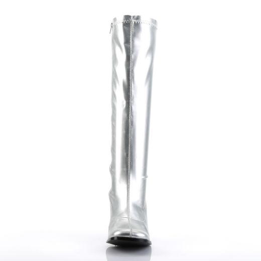 Product image of Funtasma Gogo-300 Silver Met. Stretch Pu, 3 inch (7.6 cm) Heel Knee High Boot