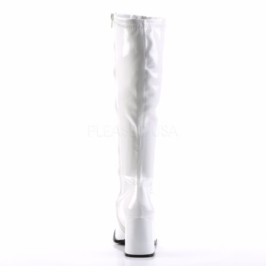 Product image of Funtasma Gogo-300 White Stretch Patent, 3 inch (7.6 cm) Heel Knee High Boot Shoes