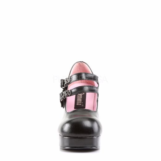 Product image of Demonia Gothika-09 Black Vegan Leather, 3 3/4 inch (9.5 cm) Heel, 1 inch (2.5 cm) Platform Court Pump Shoes