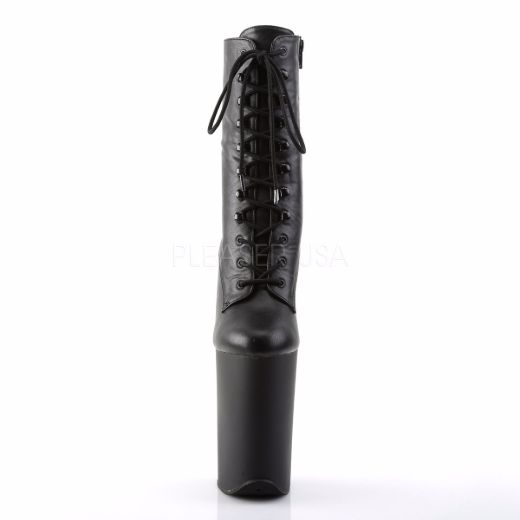Product image of Pleaser Infinity-1020 Black Faux Leather/Black Matte, 9 inch (22.9 cm) Heel, 5 1/4 inch (13.3 cm) Platform Ankle Boot