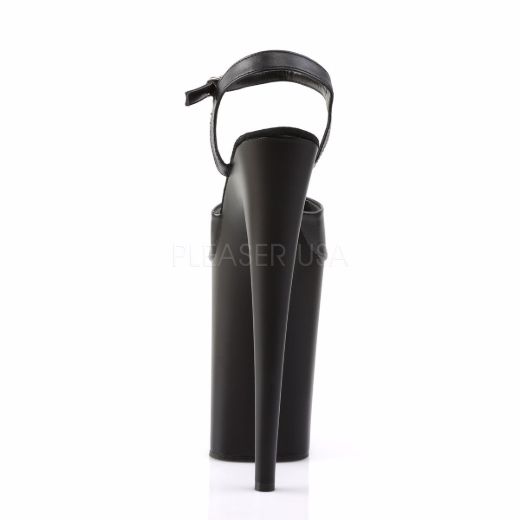 Product image of Pleaser Infinity-909 Black Faux Leather/Black Matte, 9 inch (22.9 cm) Heel, 5 1/4 inch (13.3 cm) Platform Sandal Shoes