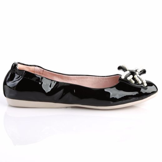 Product image of Pin Up Couture Ivy-09 Black Patent Flat Shoes
