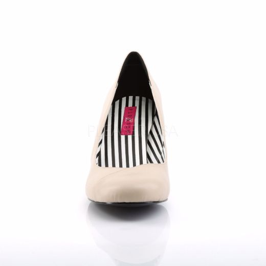 Product image of Pleaser Pink Label Jenna-01 Cream Faux Leather, 3 inch (7.6 cm) Heel Court Pump Shoes