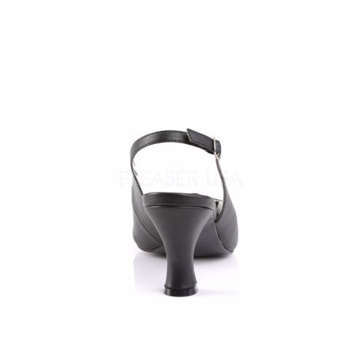 Product image of Pleaser Pink Label Jenna-02 Black Faux Leather, 3 inch (7.6 cm) Heel Court Pump Shoes