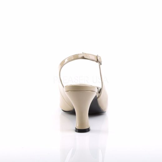 Product image of Pleaser Pink Label Jenna-02 Cream Patent, 3 inch (7.6 cm) Heel Court Pump Shoes