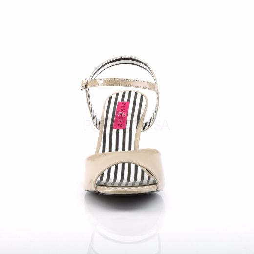 Product image of Pleaser Pink Label Jenna-09 Cream Patent, 3 inch (7.6 cm) Heel Sandal Shoes