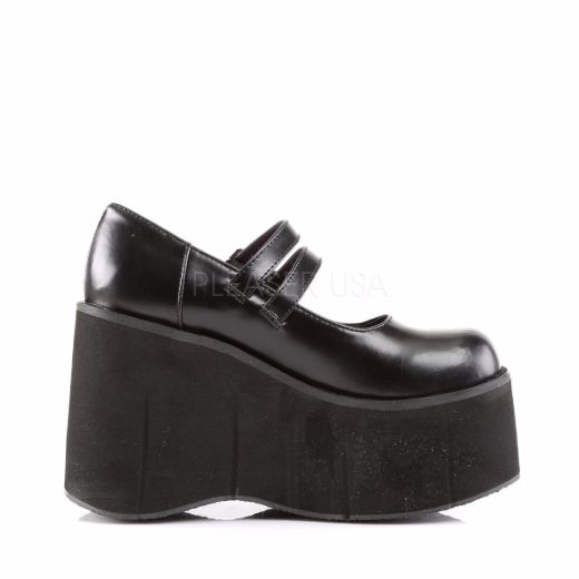 Product image of Demonia Kera-08 Black Vegan Leather, 4 1/2 inch Platform Court Pump Shoes