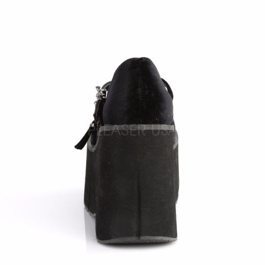 Product image of Demonia Kera-10 Black Velvet, 4 1/2 inch Platform Court Pump Shoes