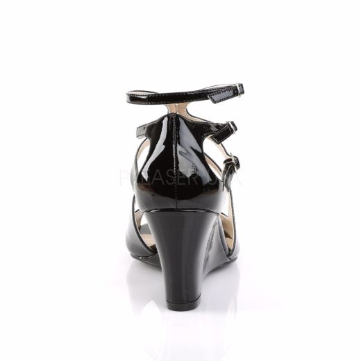 Product image of Pleaser Pink Label Kimberly-04 Black Patent, 3 inch (7.6 cm) Wedge Sandal Shoes