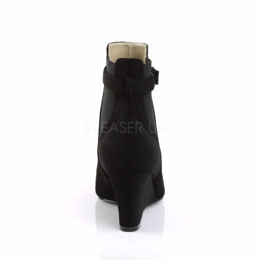 Product image of Pleaser Pink Label Kimberly-102 Black Nubuck Suede, 3 inch (7.6 cm) Heel Ankle Boot