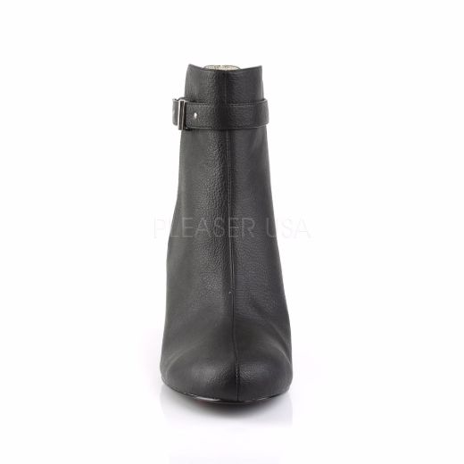 Product image of Pleaser Pink Label Kimberly-102 Black Faux Leather, 3 inch (7.6 cm) Heel Ankle Boot
