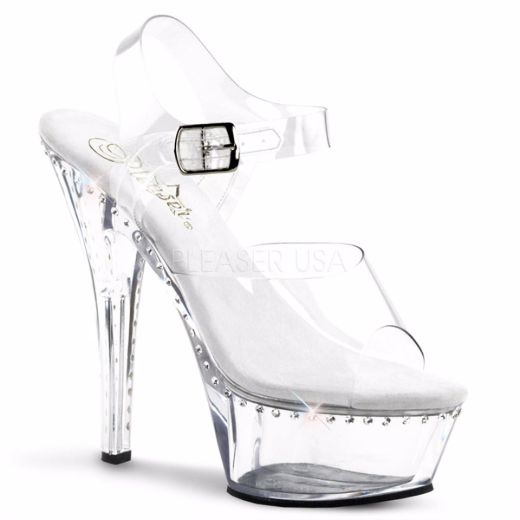Product image of Pleaser Kiss-208Ls Clear/Clear, 6 inch (15.2 cm) Heel, 1 3/4 inch (4.4 cm) Platform Sandal Shoes