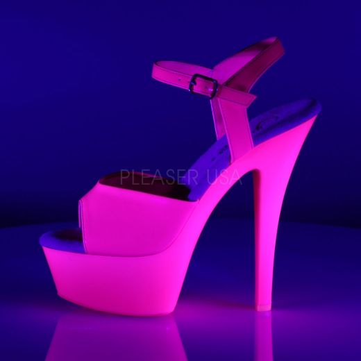 Product image of Pleaser Kiss-209Uv Neon Hot Pink/Hot Pink, 6 inch (15.2 cm) Heel, 1 3/4 inch (4.4 cm) Platform Sandal Shoes