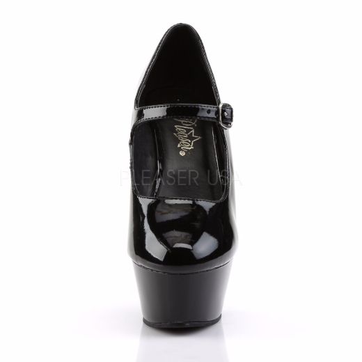 Product image of Pleaser Kiss-280 Black Patent/Black, 6 inch (15.2 cm) Heel, 1 3/4 inch (4.4 cm) Platform Court Pump Shoes