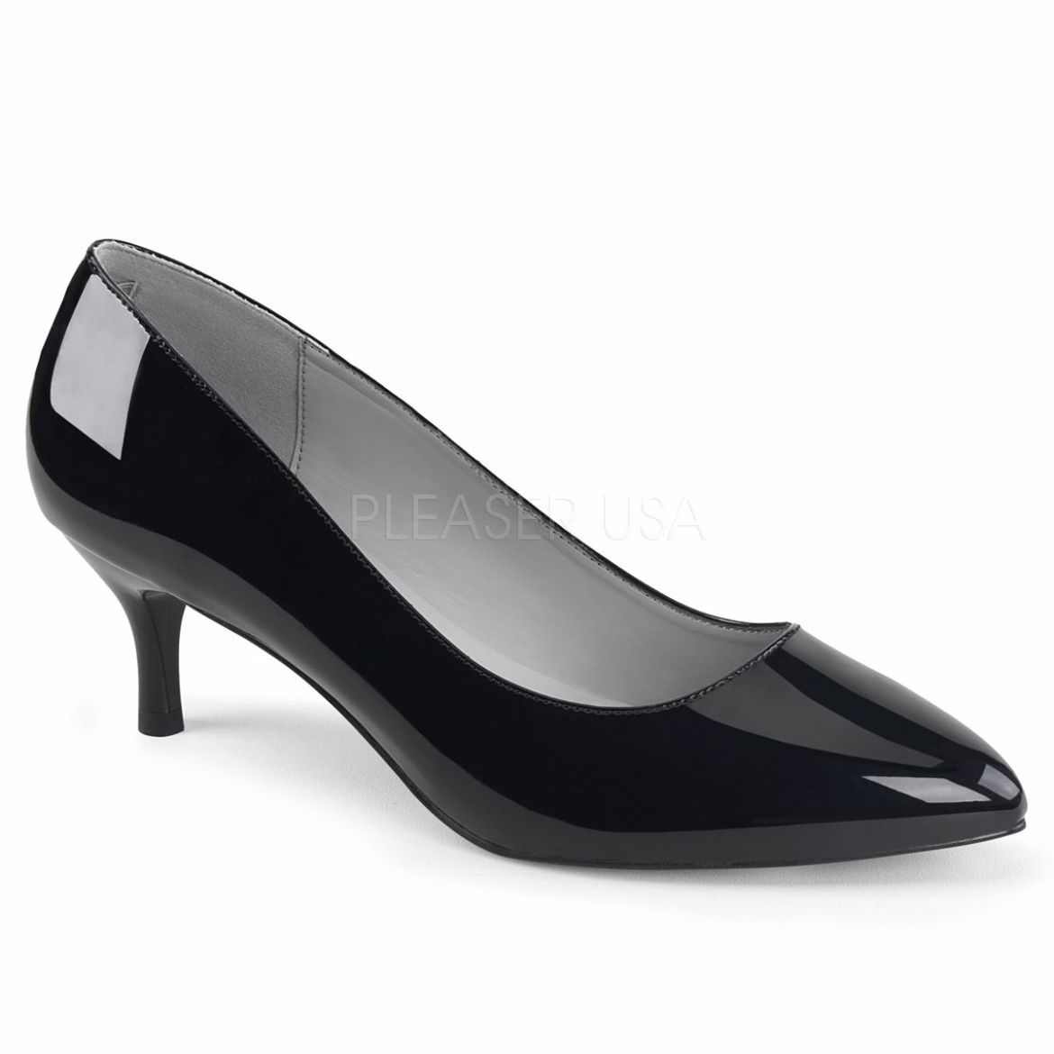 Product image of Pleaser Pink Label Kitten-01 Black Patent, 2 1/2 inch (6.4 cm) Heel Court Pump Shoes