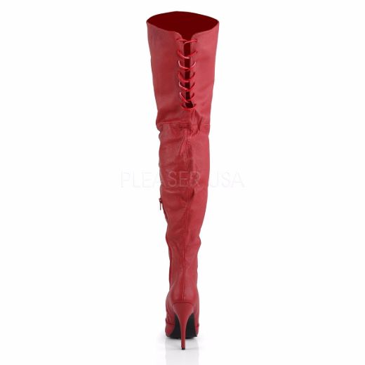 Product image of Pleaser Legend-8899 Red Leather (P), 5 inch (12.7 cm) Heel Thigh High Boot
