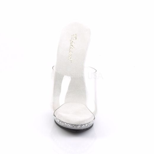 Product image of Fabulicious Lip-101Ls Clear/Clear, 5 inch (12.7 cm) Heel, 3/4 inch (1.9 cm) Platform Slide Mule Shoes