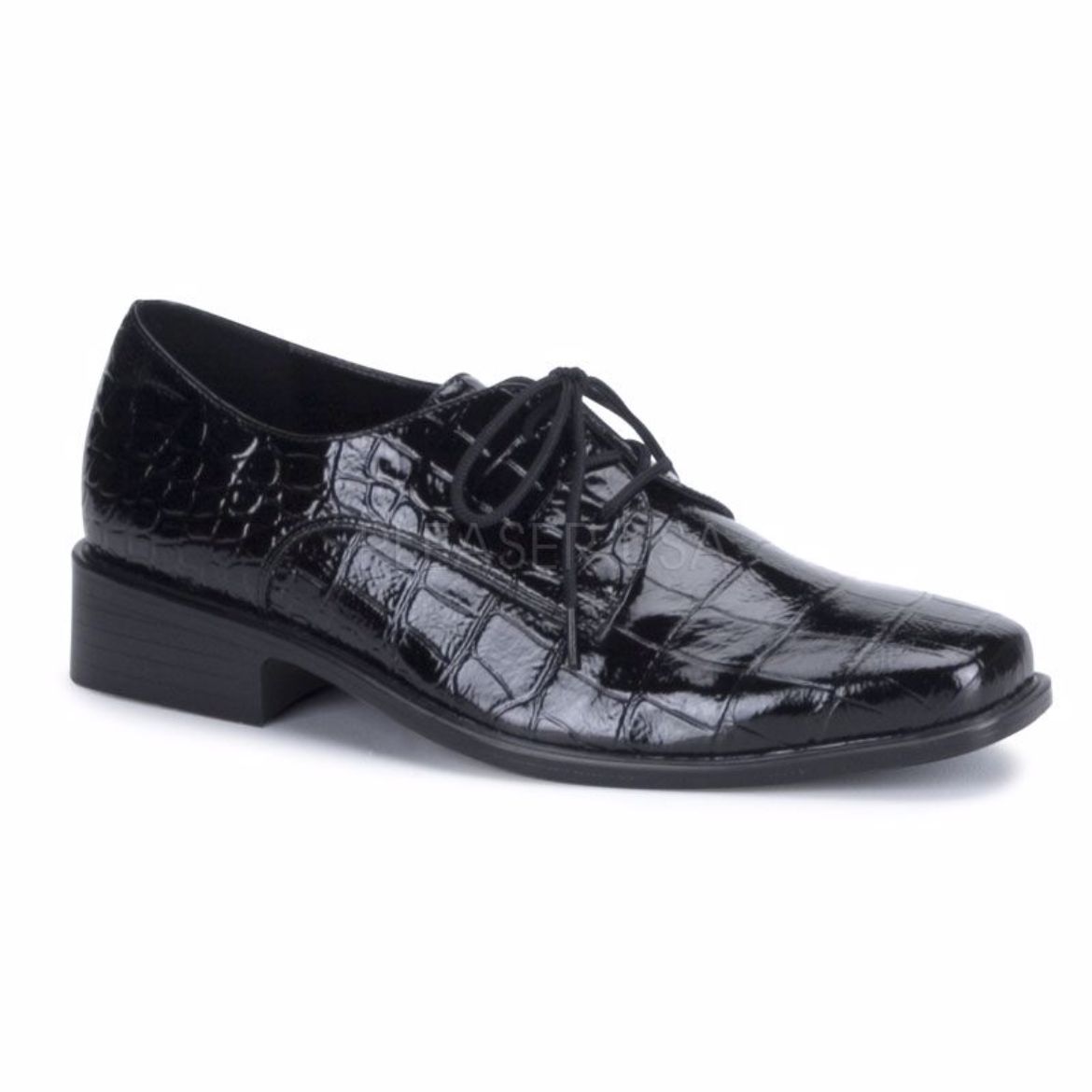 Product image of Funtasma Loafer-17 Black Alligator Patent, 1 inch (2.5 cm) Heel Court Pump Shoes