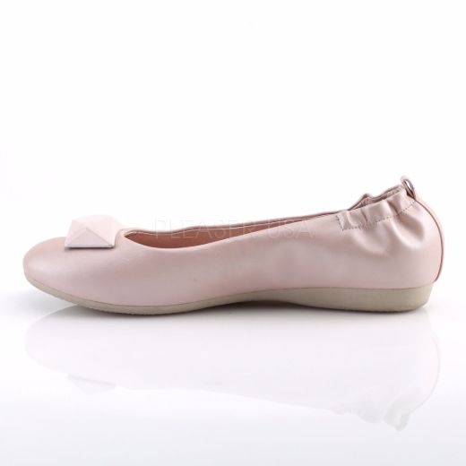 Product image of Pin Up Couture Olive-08 Baby Pink Faux Leather Flat Shoes