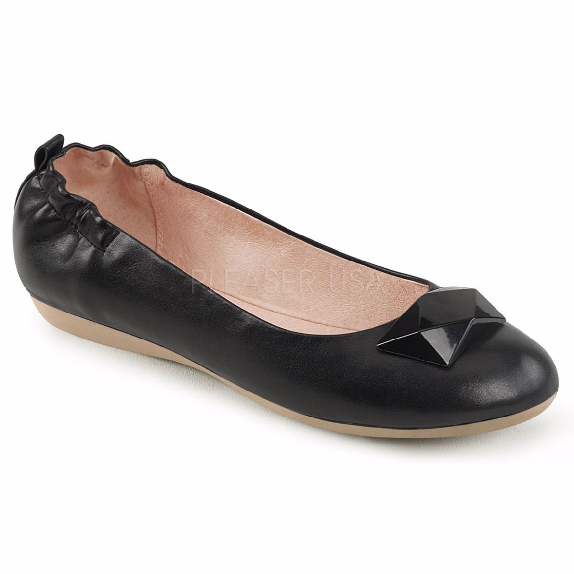Product image of Pin Up Couture Olive-08 Black Faux Leather Flat Shoes