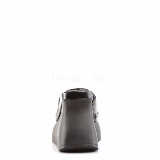 Product image of Demonia Pace-01 Black Vegan Leather, 4 1/2 inch (11.4 cm) Wedge Slide Mule Shoes