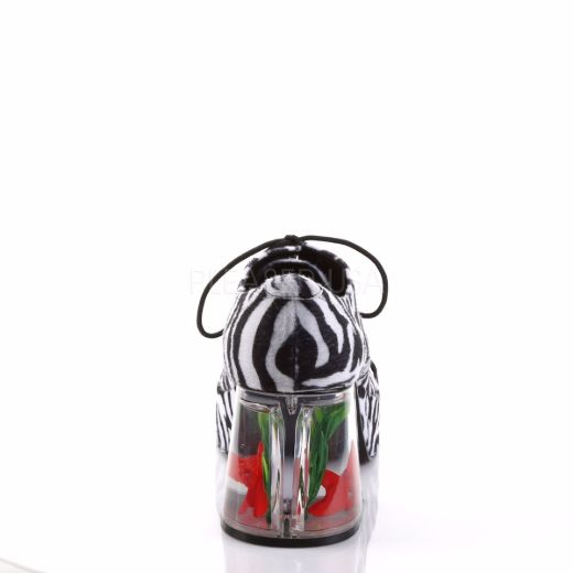 Product image of Funtasma Pimp-02 Zebra Fur, 3 1/2 inch (8.9 cm) Heel, 1 1/2 inch (3.8 cm) Platform Court Pump Shoes