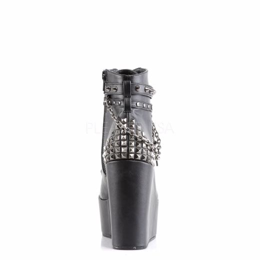 Product image of Demonia Poison-101 Black Vegan Leather, 5 inch (12.7 cm) Wedge Platform Ankle Boot