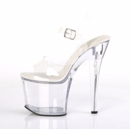 Product image of Pleaser Radiant-708 Clear/Clear, 7 inch (17.8 cm) Heel, 3 1/4 inch (8.3 cm) Platform Sandal Shoes