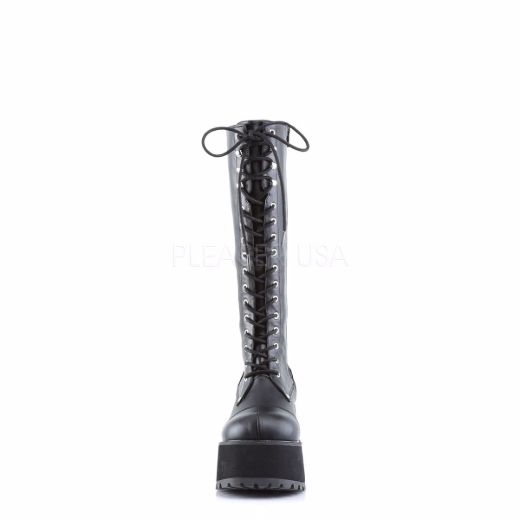 Product image of Demonia Ranger-302 Black Vegan Leather, 3 3/4 inch (9.5 cm) Heel Knee High Boot