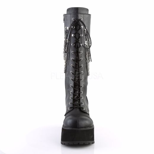 Product image of Demonia Ranger-303 Black Faux Leather, 3 3/4 inch (9.5 cm) Heel, 2 1/4 inch (5.7 cm) Platform Knee High Boot