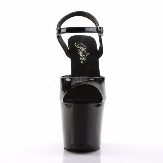 Product image of Pleaser Revolver-709 Black/Black, 7 inch (17.8 cm) Heel, 3 1/4 inch (8.3 cm) Platform Sandal Shoes