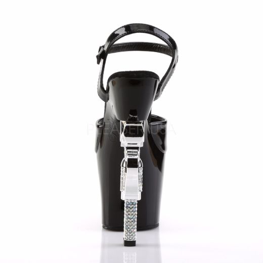 Product image of Pleaser Revolver-709 Black/Black, 7 inch (17.8 cm) Heel, 3 1/4 inch (8.3 cm) Platform Sandal Shoes
