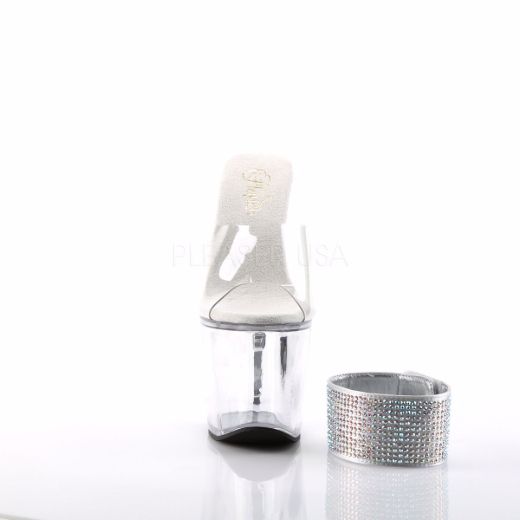 Product image of Pleaser Revolver-712 Clear/Clear, 7 inch (17.8 cm) Heel, 3 1/4 inch (8.3 cm) Platform Slide Mule Shoes