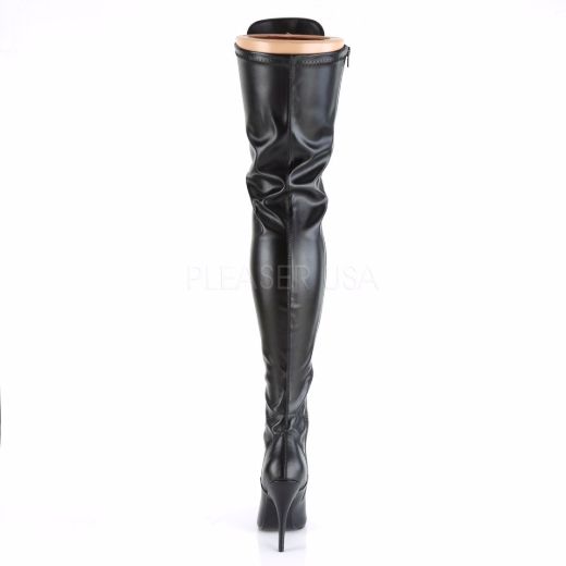 Product image of Pleaser Seduce-3024 Black Stretch Faux Leather, 5 inch (12.7 cm) Heel Thigh High Boot
