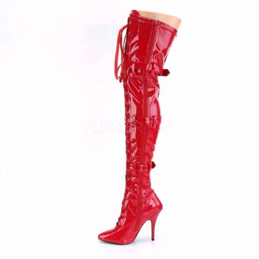 Product image of Pleaser Seduce-3028 Red Stretch Patent, 5 inch (12.7 cm) Heel Thigh High Boot