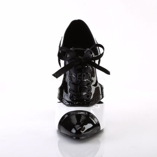 Product image of Pleaser Seduce-458 Black-White Patent, 5 inch (12.7 cm) Heel Court Pump Shoes