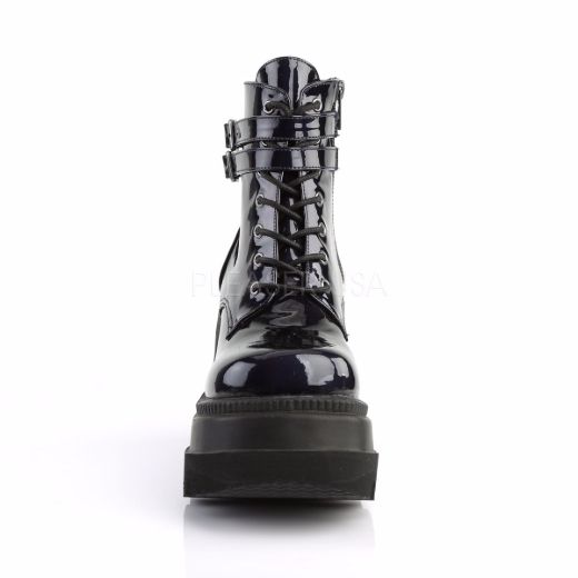 Product image of Demonia Shaker-52 Black Hologram, 4 1/2 inch (11.4 cm) Stacked Wedge Platform Ankle Boot