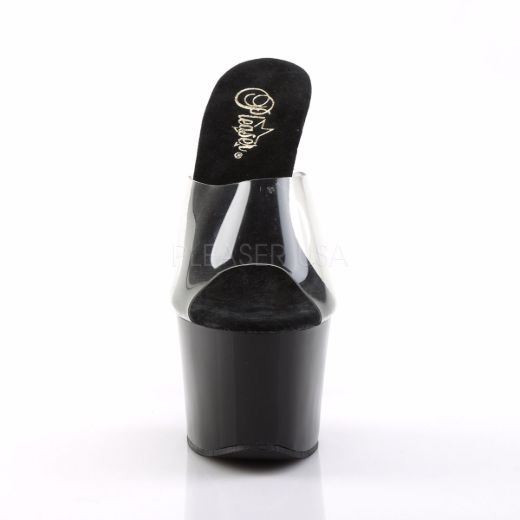 Product image of Pleaser Sky-301 Clear/Black, 7 inch (17.8 cm) Heel, 2 3/4 inch (7 cm) Platform Slide Mule Shoes