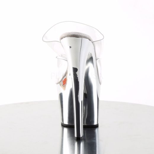Product image of Pleaser Sky-302 Clear/Silver Chrome, 7 inch (17.8 cm) Heel, 2 3/4 inch (7 cm) Platform Slide Mule Shoes