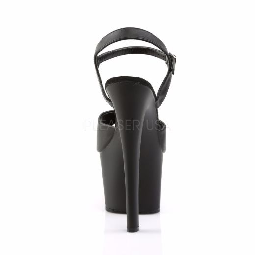 Product image of Pleaser Sky-309 Black Faux Leather/Black Matte, 7 inch (17.8 cm) Heel, 2 3/4 inch (7 cm) Platform Sandal Shoes