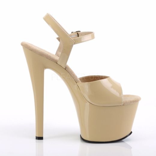 Product image of Pleaser Sky-309 Cream Patent/Cream, 7 inch (17.8 cm) Heel, 2 3/4 inch (7 cm) Platform Sandal Shoes